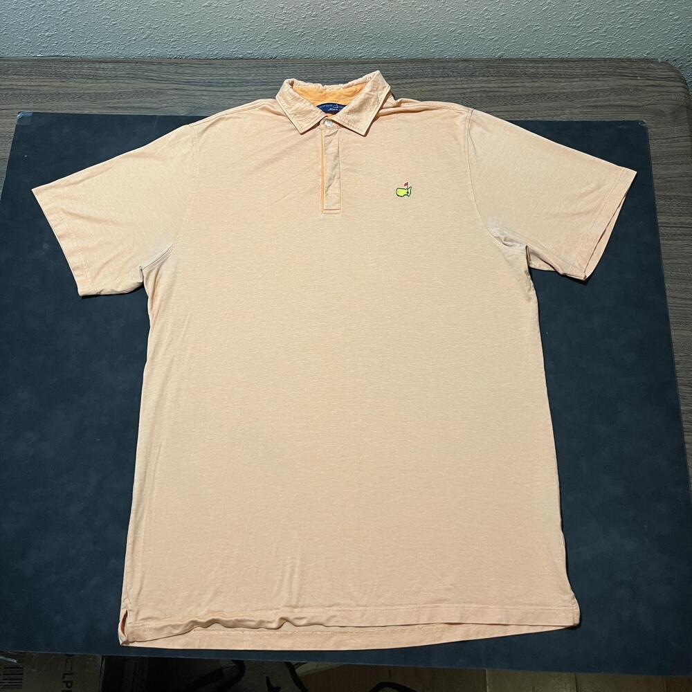Masters Golf Polo Shirt Mens XL Peach Made In Italy Augusta National Logo‎